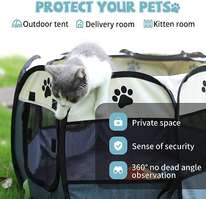 Large 44.9x 44.9x 22.8 Portable Foldable Pet Playpen Kennel House Playground for Puppy Cat Kittens Bunny Chicks Indoor Outdoor Travel Camping