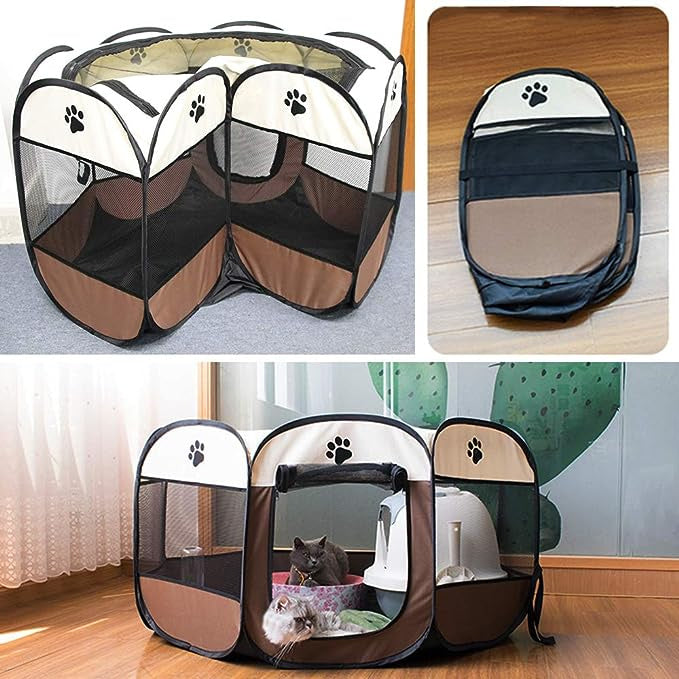 Large 44.9x 44.9x 22.8 Portable Foldable Pet Playpen Kennel House Playground for Puppy Cat Kittens Bunny Chicks Indoor Outdoor Travel Camping
