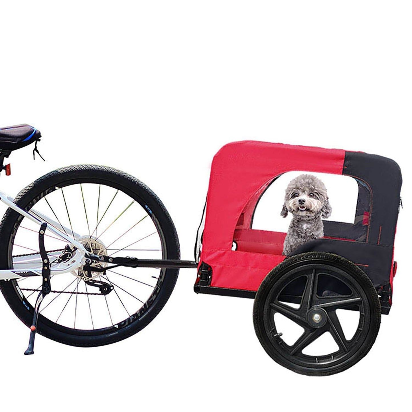 Bicycle trailer for pets outdoor foldable red color dog trailer with reflectors and safty flag