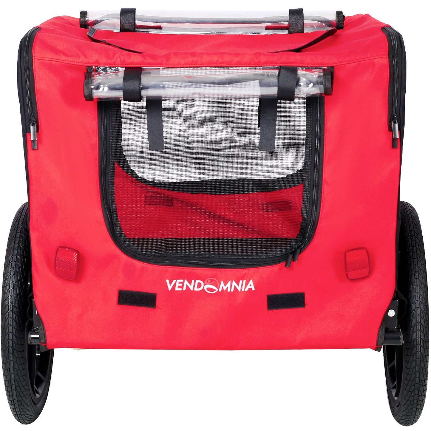 Bicycle trailer for pets outdoor foldable red color dog trailer with reflectors and safty flag