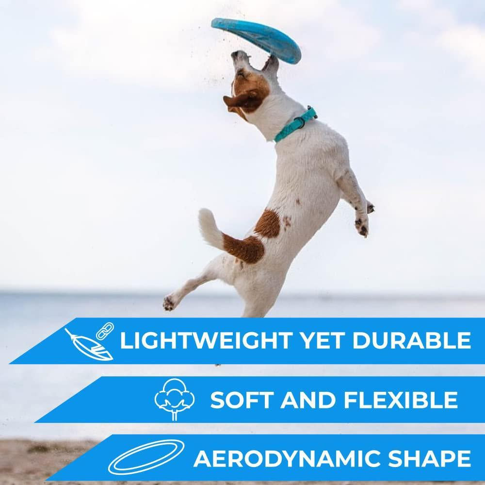 Dog Frisbee Toy Safe for Teeth Outdoor Floating Flying Disk for Small Medium and Large Breed Dogs Lightweight Dog Catch and Fetch Toy Outside Dog Yard Toys Blue