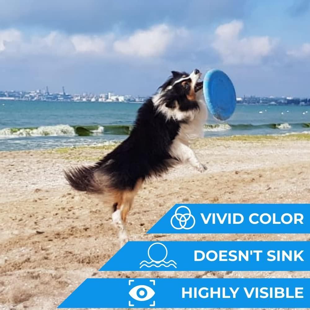 Dog Frisbee Toy Safe for Teeth Outdoor Floating Flying Disk for Small Medium and Large Breed Dogs Lightweight Dog Catch and Fetch Toy Outside Dog Yard Toys Blue