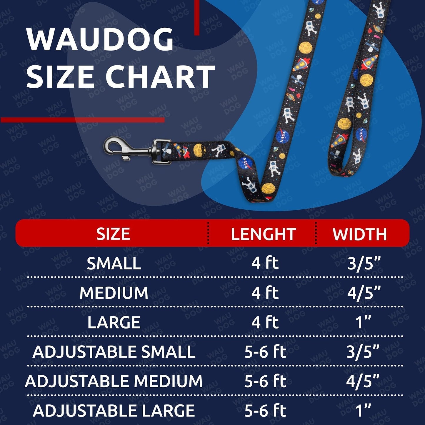 Nylon Dog Leash for Small Dogs and Medium Dogs 4 Ft x 1 inch Wide Strong Dog Leash Heavy Duty Nasa Pattern