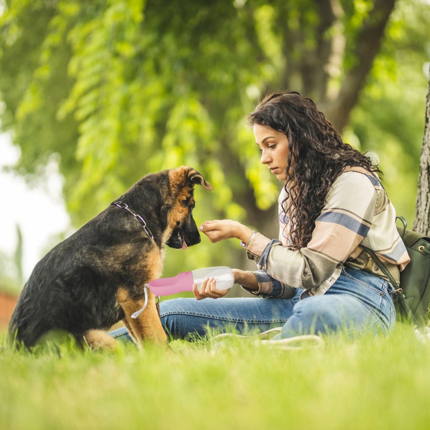 18.6OZ Portable Dog Water Bottle Pet Water Dispenser with Detachable Food Container Leak-Proof Lock Design for Dog Walking Traveling Hiking Outdoor Activities