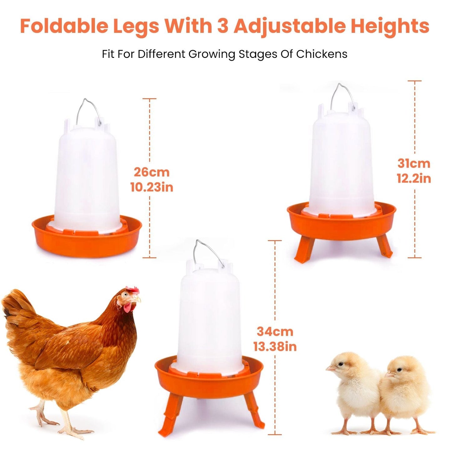 Chicken Feeder Waterer Set 1.5L Hanging Chick Waterer 2.2LBS Height Adjustable Chicken Feeder Poultry Feed Container Kit For Chick Hen Goose Duck