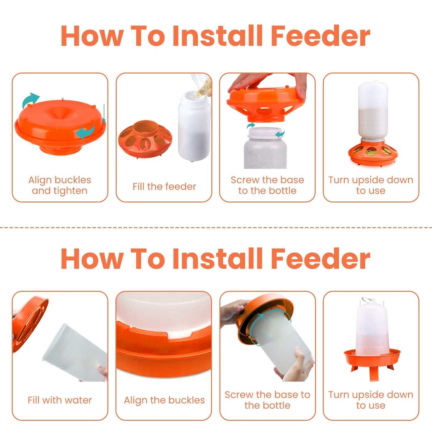 Chicken Feeder Waterer Set 1.5L Hanging Chick Waterer 2.2LBS Height Adjustable Chicken Feeder Poultry Feed Container Kit For Chick Hen Goose Duck
