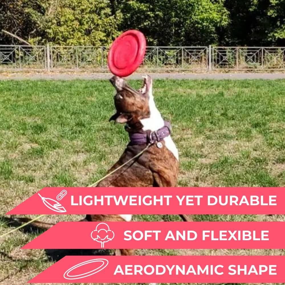 Dog Frisbee Toy Safe for Teeth Outdoor Floating Flying Disk for Small Medium and Large Breed Dogs Lightweight Dog Catch and Fetch Toy Outside Dog Yard Toys Pink Color