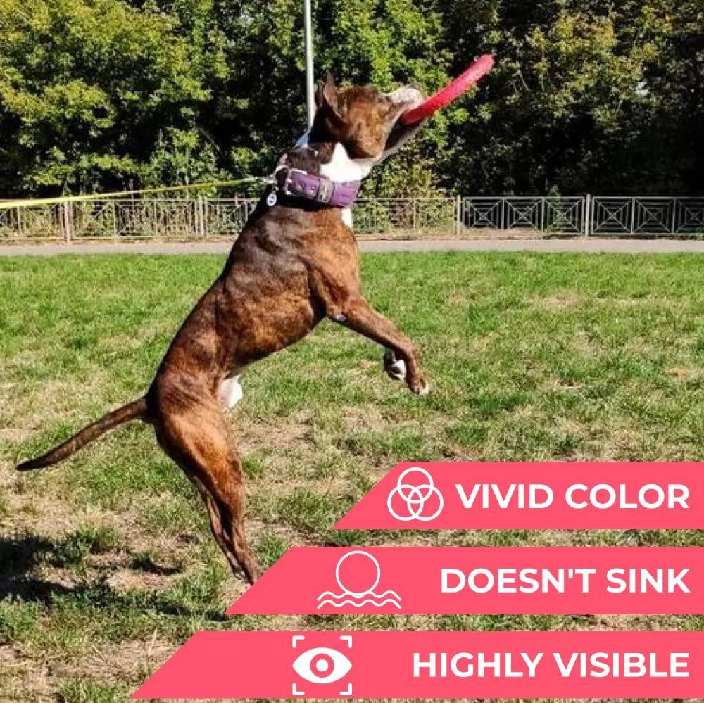 Dog Frisbee Toy Safe for Teeth Outdoor Floating Flying Disk for Small Medium and Large Breed Dogs Lightweight Dog Catch and Fetch Toy Outside Dog Yard Toys Pink Color