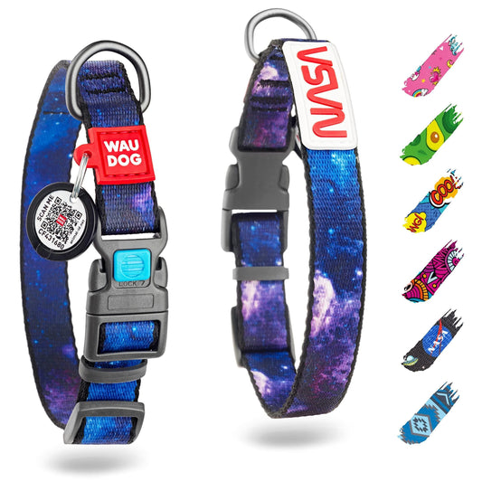 Nylon Dog Collar Adjustable Collar for Large Dogs Small Medium Dogs for Boy Girl Dog Collars with Durable Plastic Buckle Purple Nasa Color