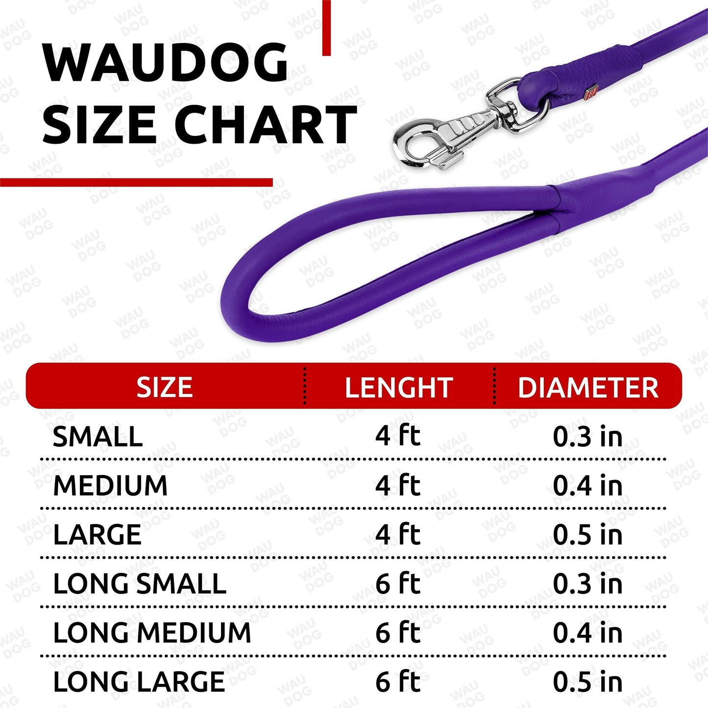 Rolled Leather Dog Leash 6Ft x 0.5 inch for Small Medium and Large Dogs Heavy Duty for Outdoor Walking Running Training Purple Color