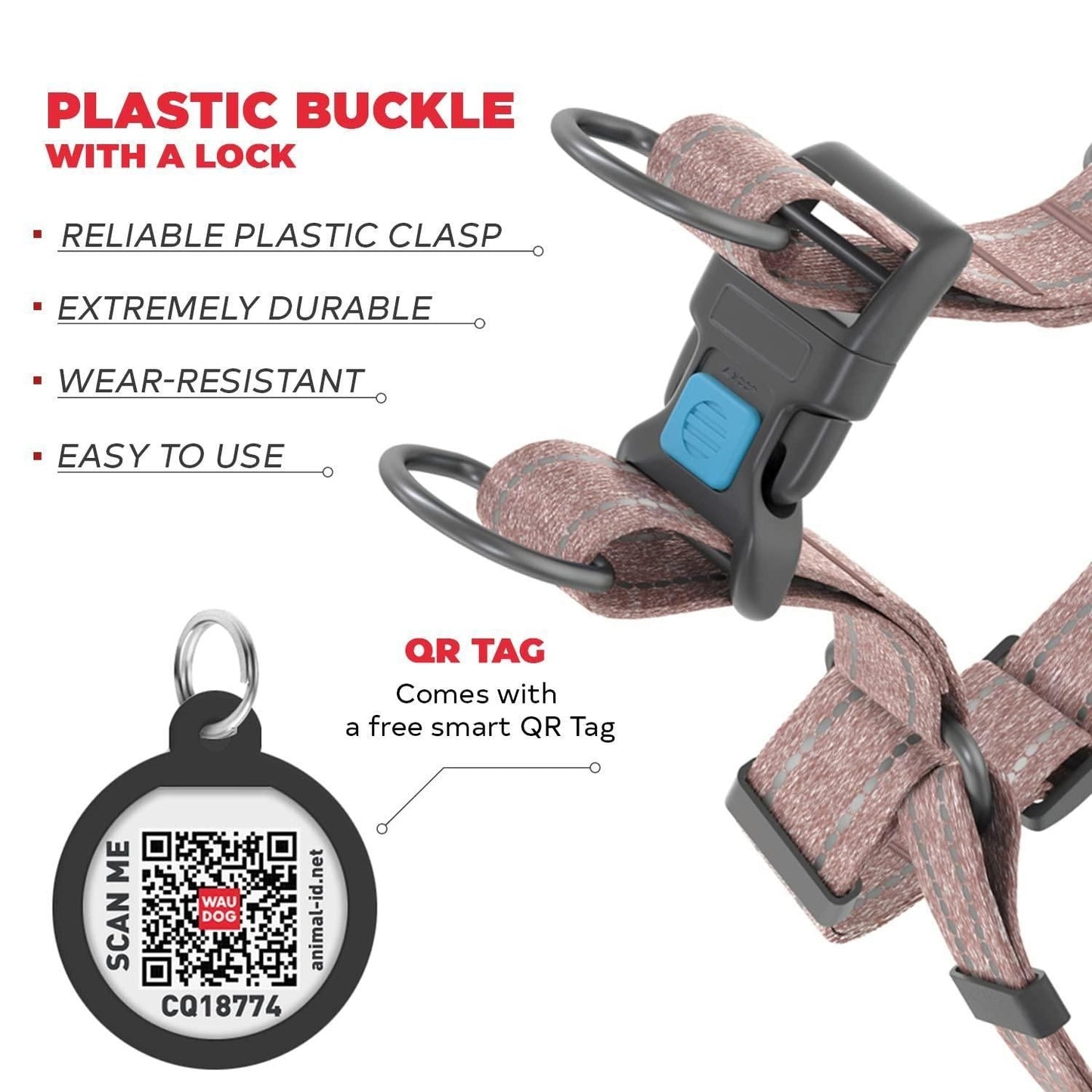 Re Cotton Dog Harness Eco Friendly for Small Dogs Medium Large Dogs Reflective Dog Harness with Adjustable Size for Male Female Dogs Brown Color M Size