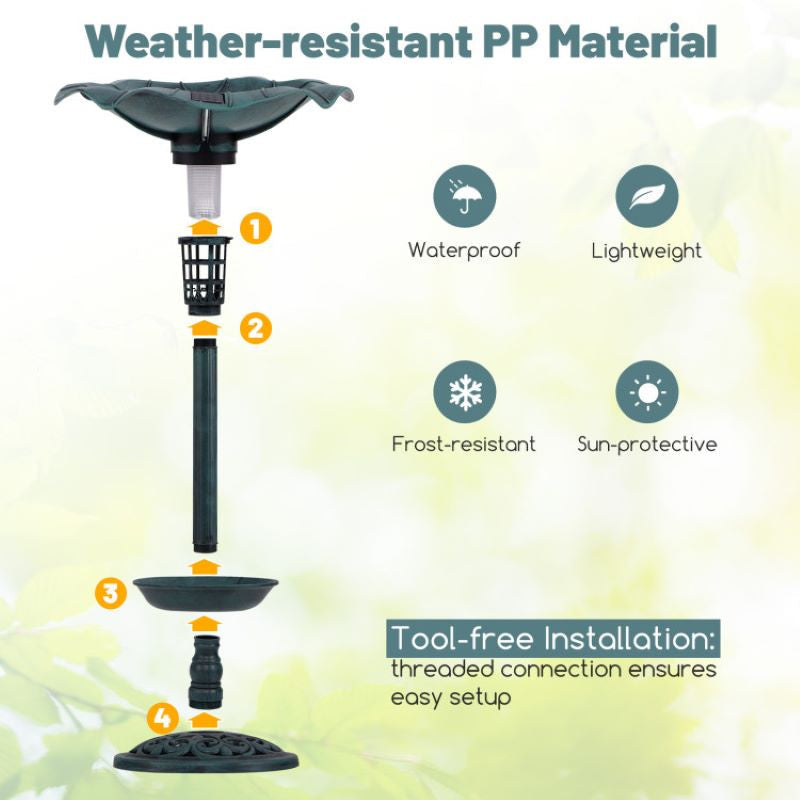 Birdbath with Bird Feeder and Flower Planter for Outdoor Decor